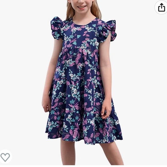 Goryla Girls Floral Print Flutter Sleeve Dress, size 6 - Picture 3 of 8